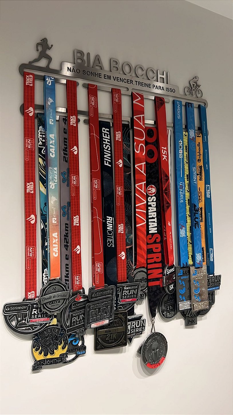 Combo 2 Porta Medalhas Personalizado Com Frase + Extensor