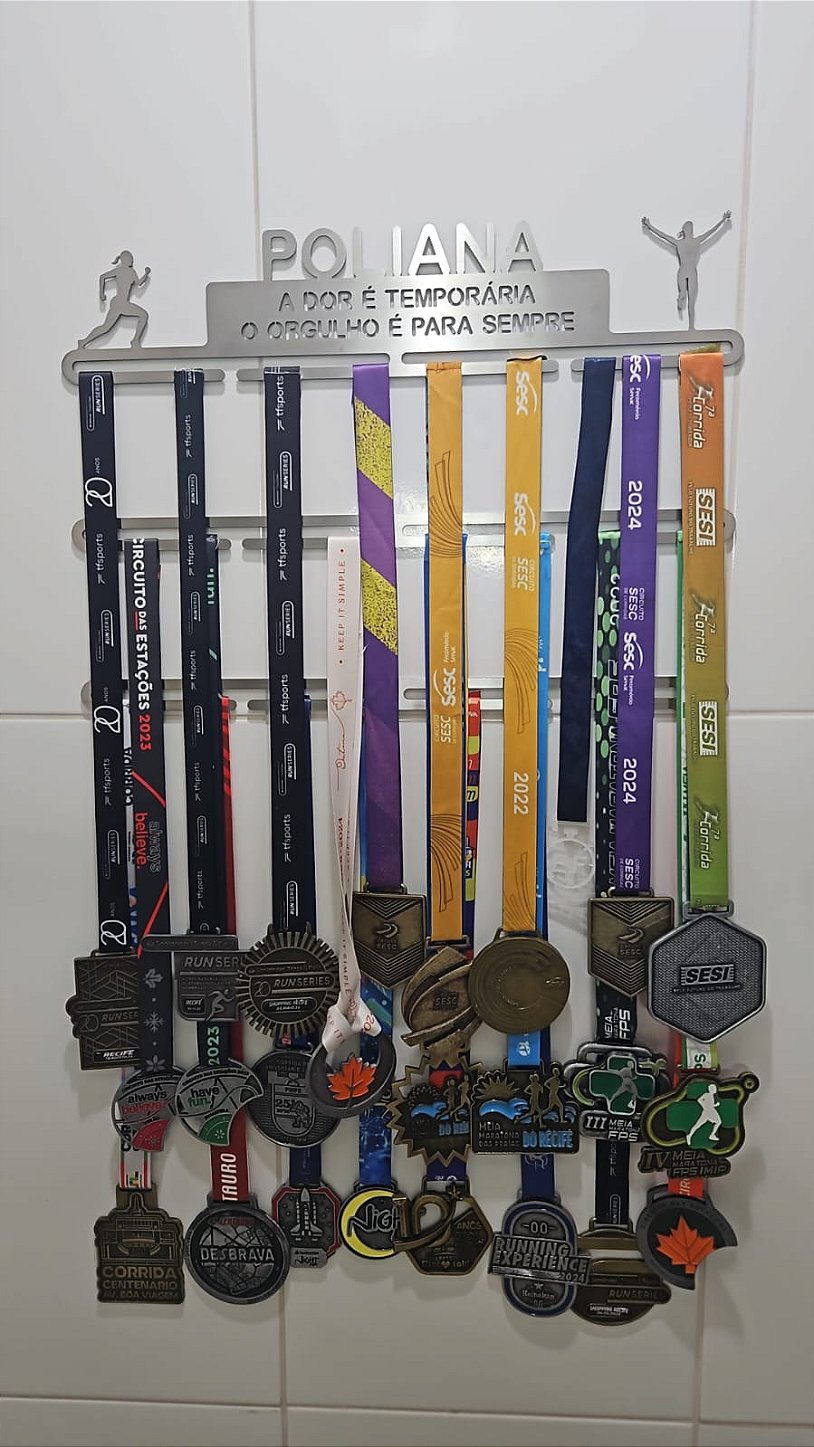 Combo 2 Porta Medalhas Personalizado Com Frase + Extensor