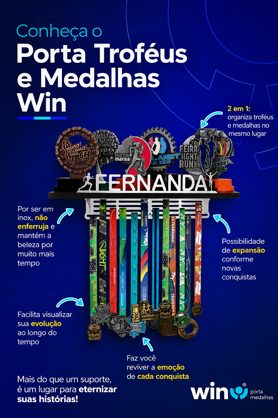 Porta Troféus e Medalhas Personalizado Com o Nome