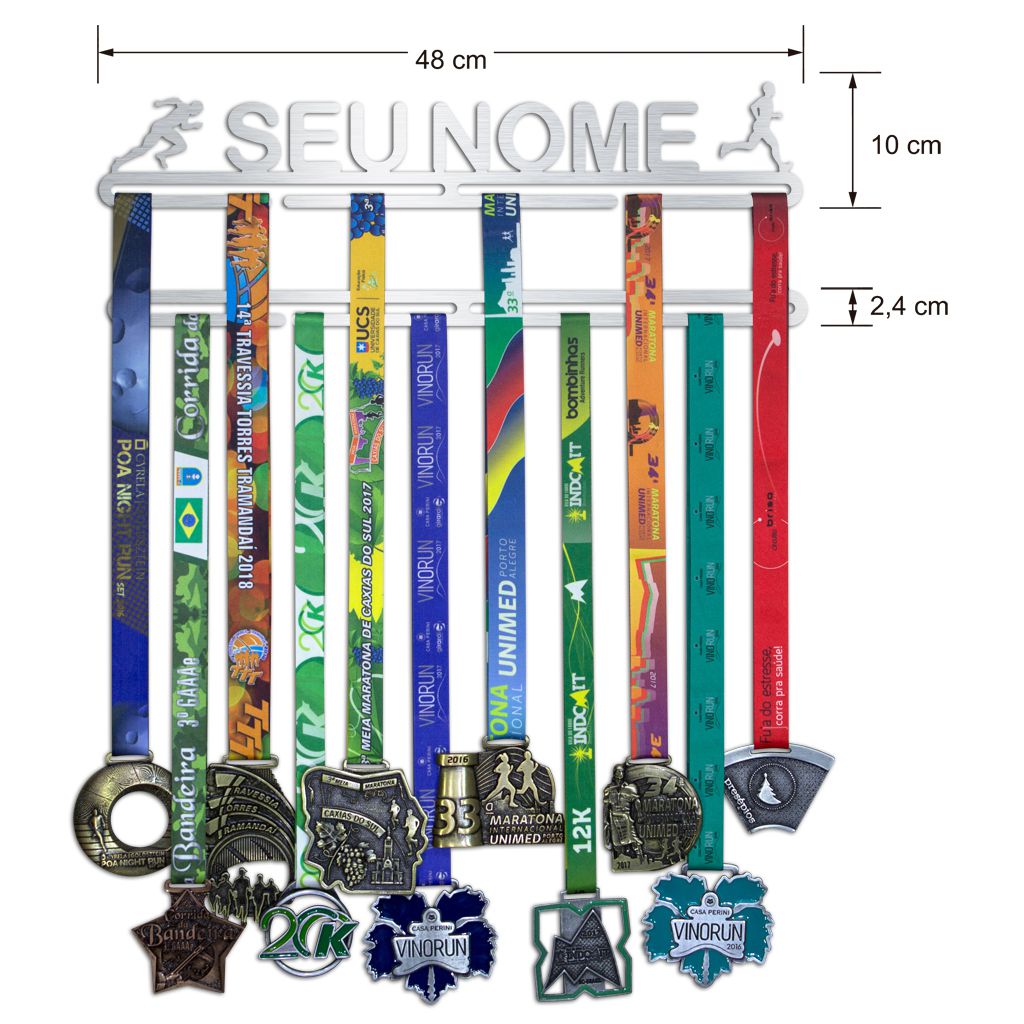 Porta Medalhas Personalizado Com o Nome + Extensor