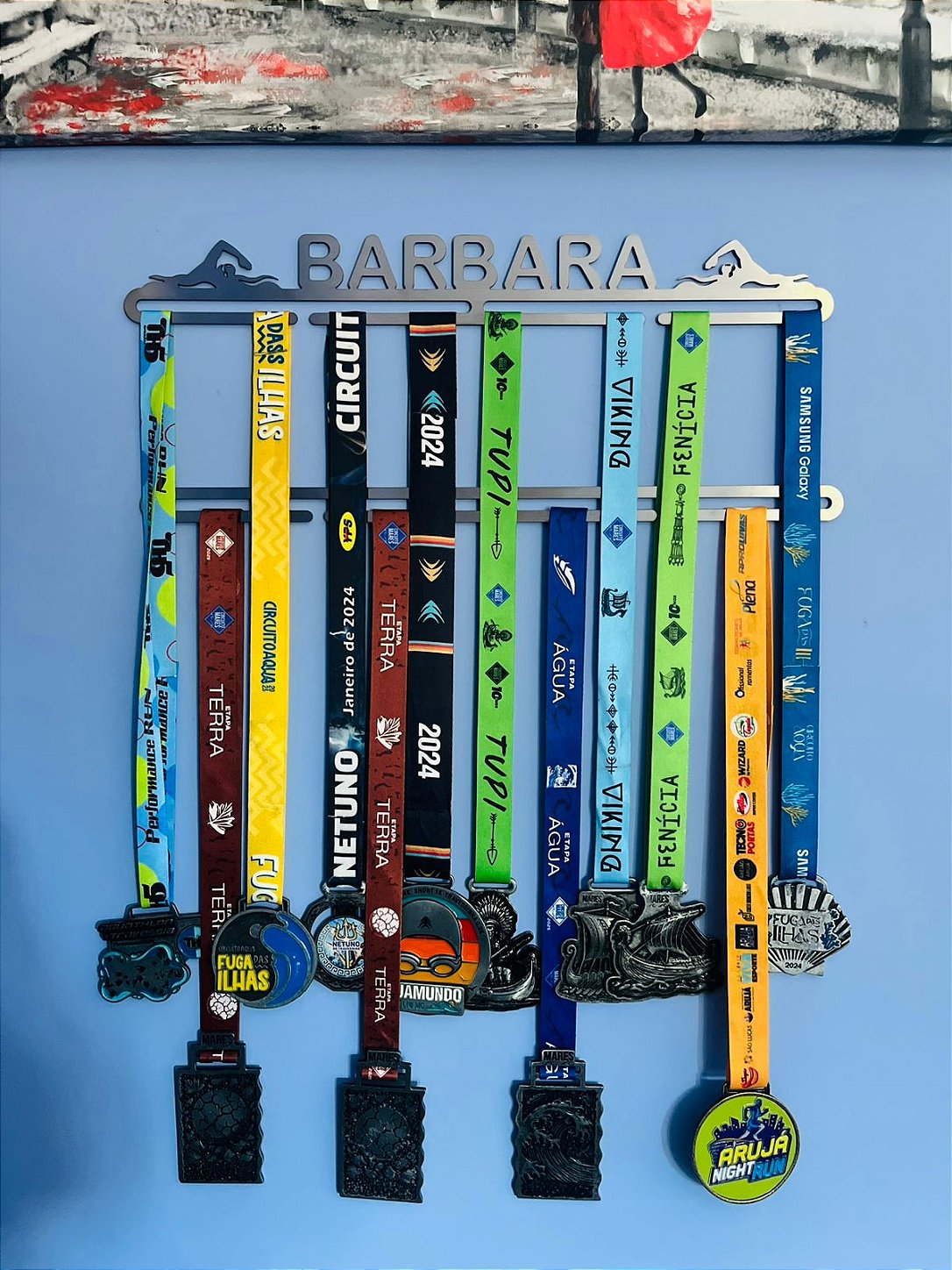Porta Medalhas Personalizado Com o Nome + Extensor