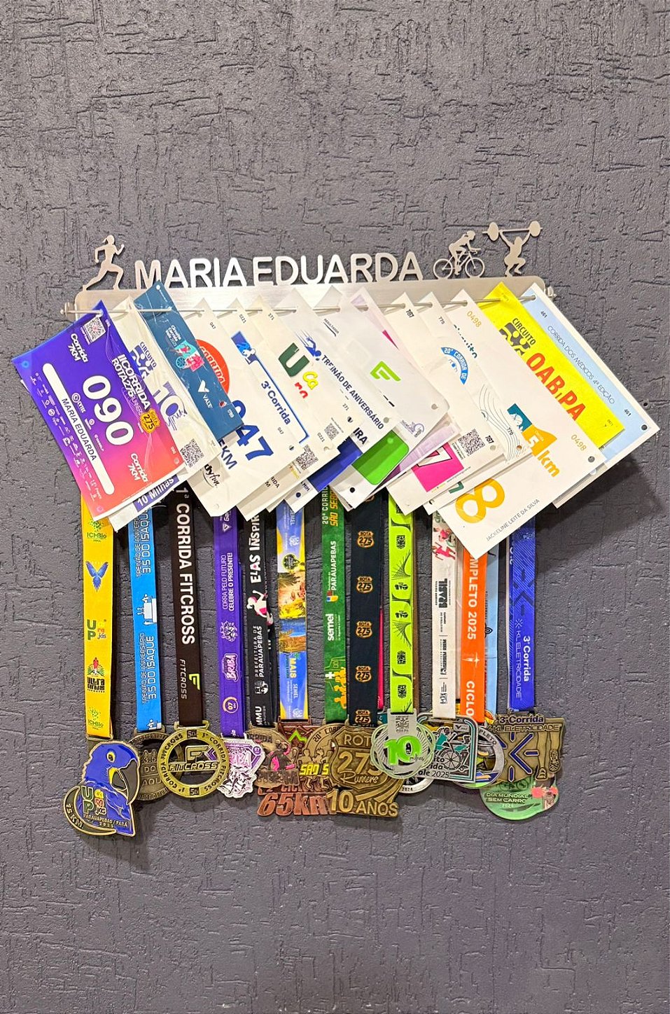 Porta Medalhas e Números de Peito Personalizado Com o Nome