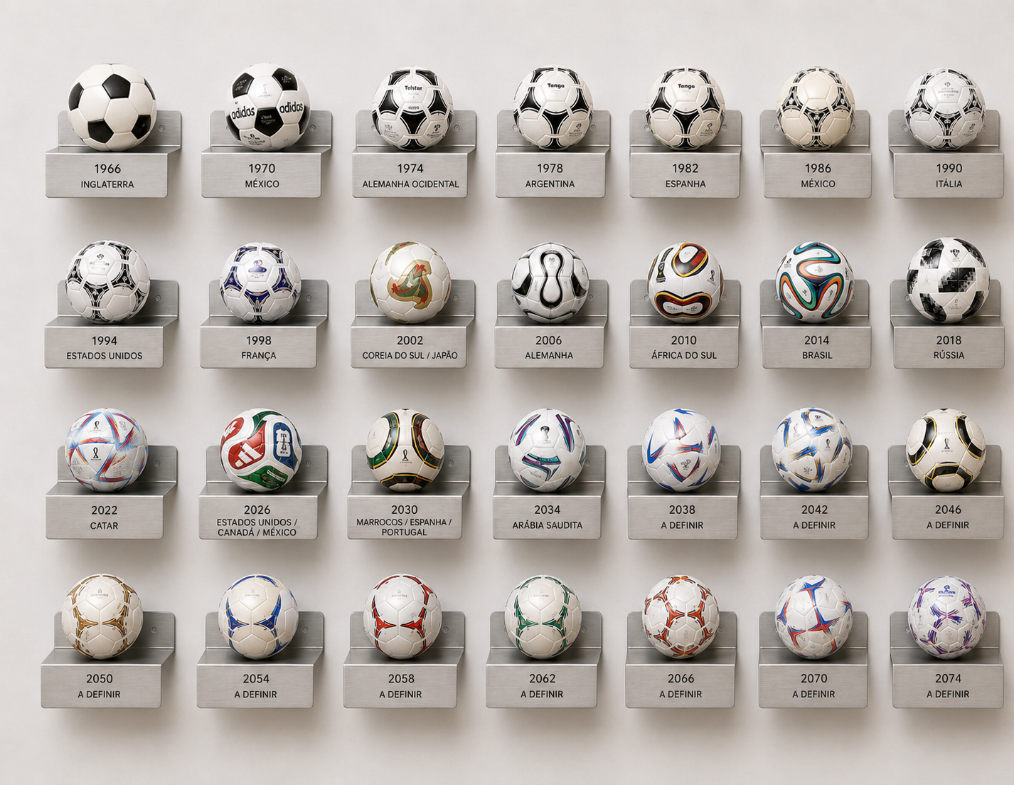 Suporte de Parede Para Bola de Futebol em Inox Escovado