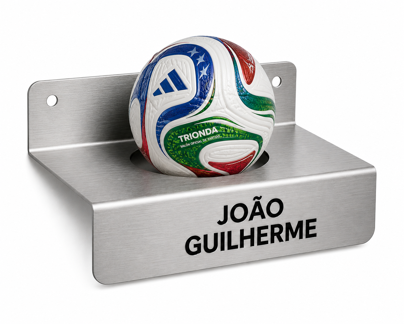 Suporte de Parede Para Bola de Futebol em Inox Escovado