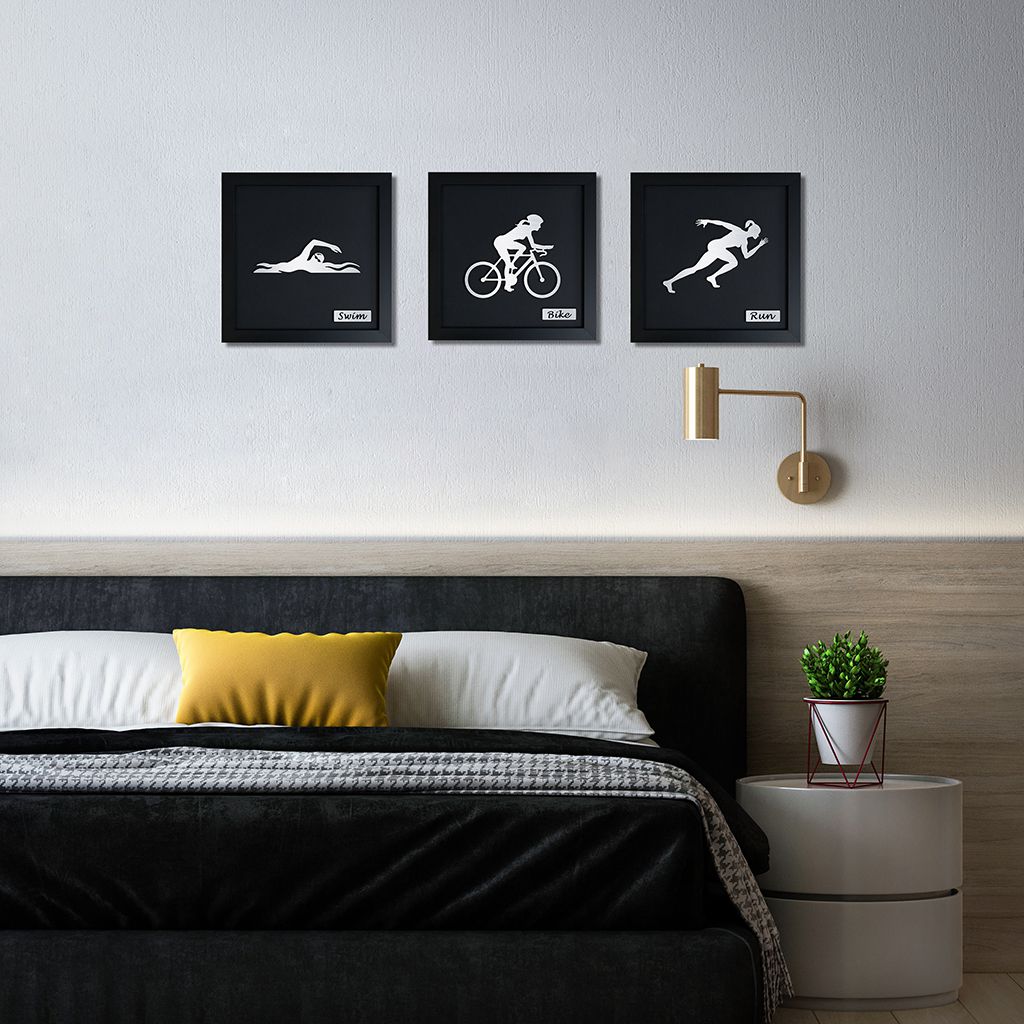 Quadro Decorativo de Triatlo Personalizado (3 quadros)