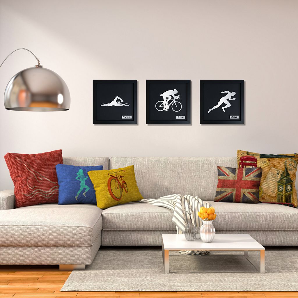 Quadro Decorativo de Triatlo Personalizado (3 quadros)