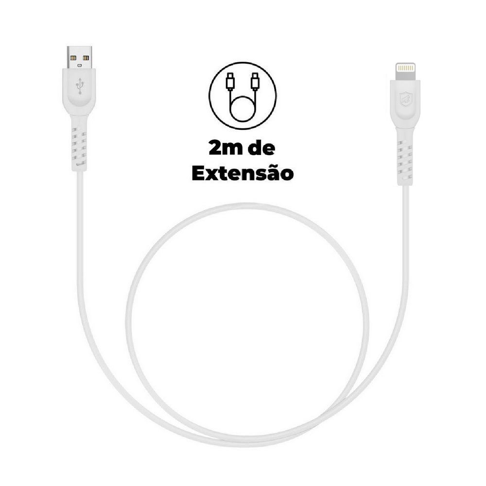 Cabo Dual Shock ( iPhone / iPad ) Lightning - Branco - 2 metros (MFI Homologado) - Gshield - foto 2