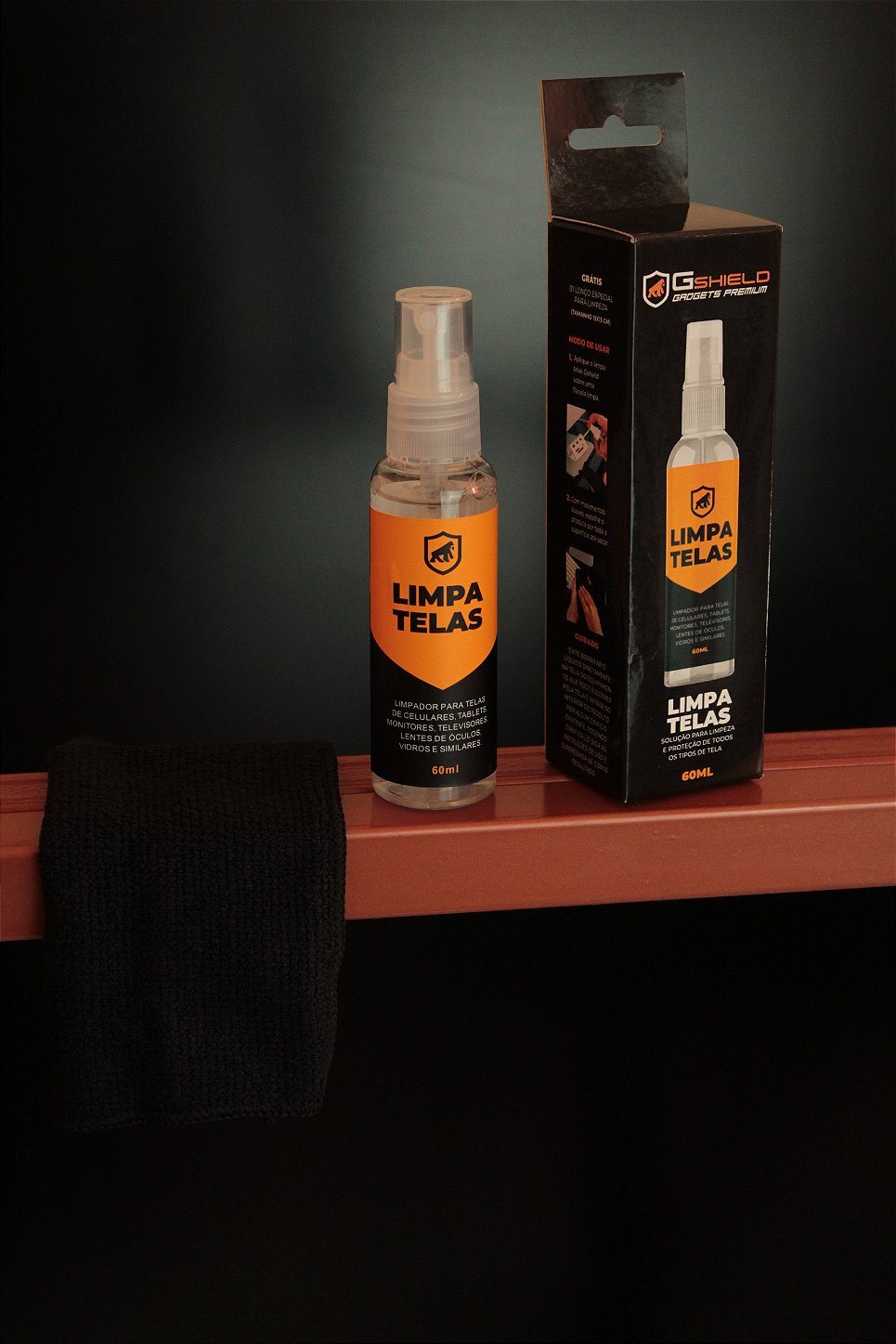 Kit Spray Limpa Telas Bactericida com Flanela de Microfibra Peluciada para Limpeza de Celular, Notebook, TV, Tablet, Óculos, Legalizado ANVISA - 60ml - Grip Clean - Gshield - foto 3
