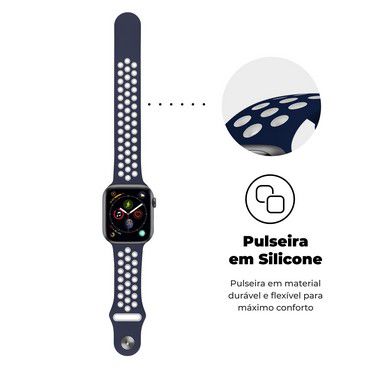 Pulseira para Apple Watch 38 / 40 / 41MM - Armor Running - Azul escuro e Branco - Gshield
