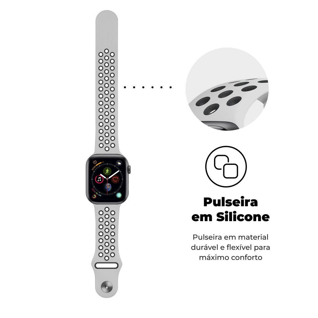 Pulseira para Apple Watch 38 / 40 / 41MM Armor Running - Branco e Preto - Gshield