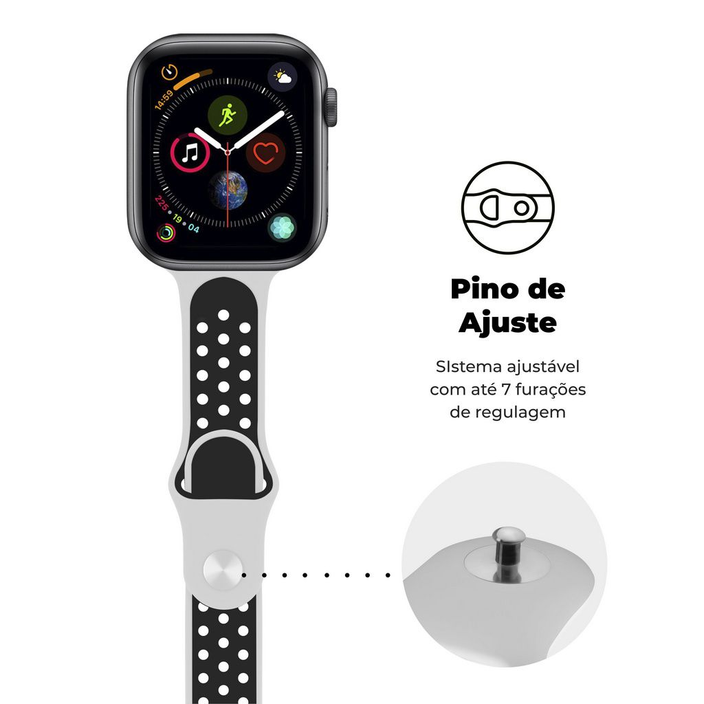 Pulseira para Apple Watch 38 / 40 / 41MM Armor Running - Branco e Preto - Gshield