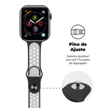 Pulseira para Apple Watch 38 / 40 / 41MM - Armor Running - Preto e Branco- Gshield