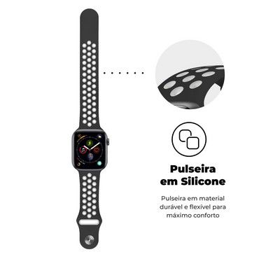 Pulseira para Apple Watch 38 / 40 / 41MM - Armor Running - Preto e Branco- Gshield