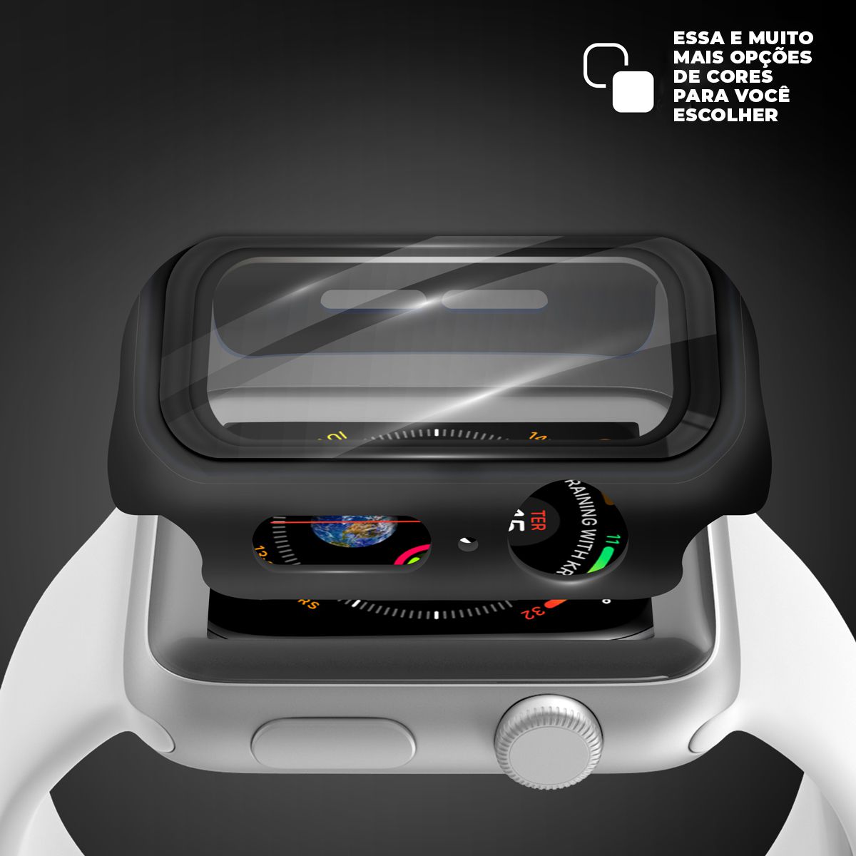Case para Apple Watch 40mm (Series 4 / 5 / 6) - Armor - acompanha película integrada na case - Preta - Gshield