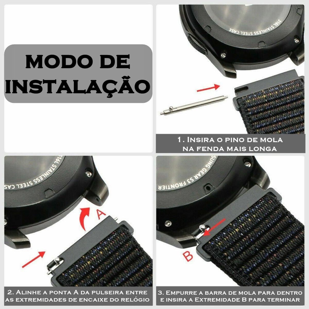 Pulseira Universal Ballistic para Relógio 22mm - Arco iris - Gshield