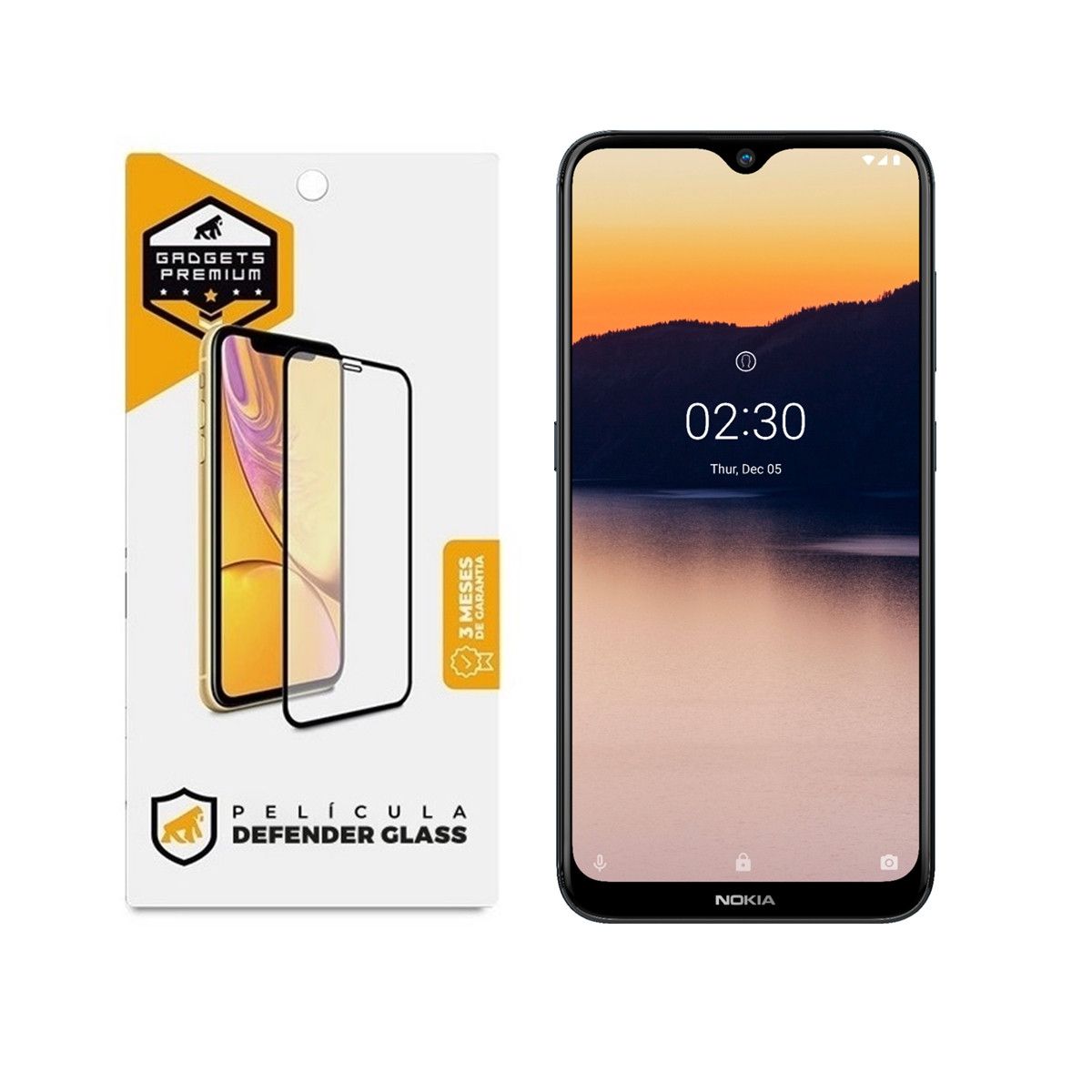 Película para Nokia 2.3 - Defender Glass Preta - Gshield