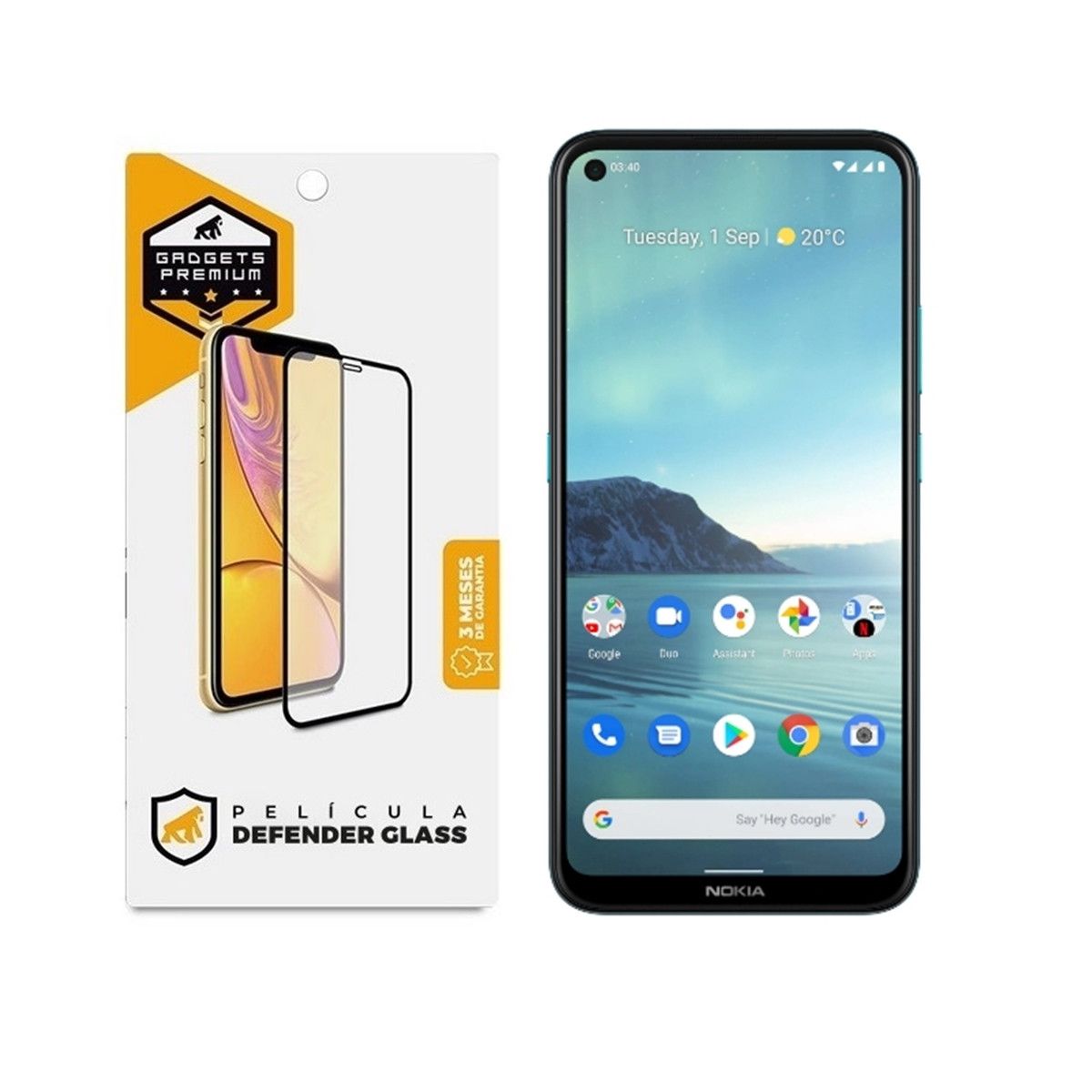 Película para Nokia 3.4 - Defender Glass Preta - Gshield