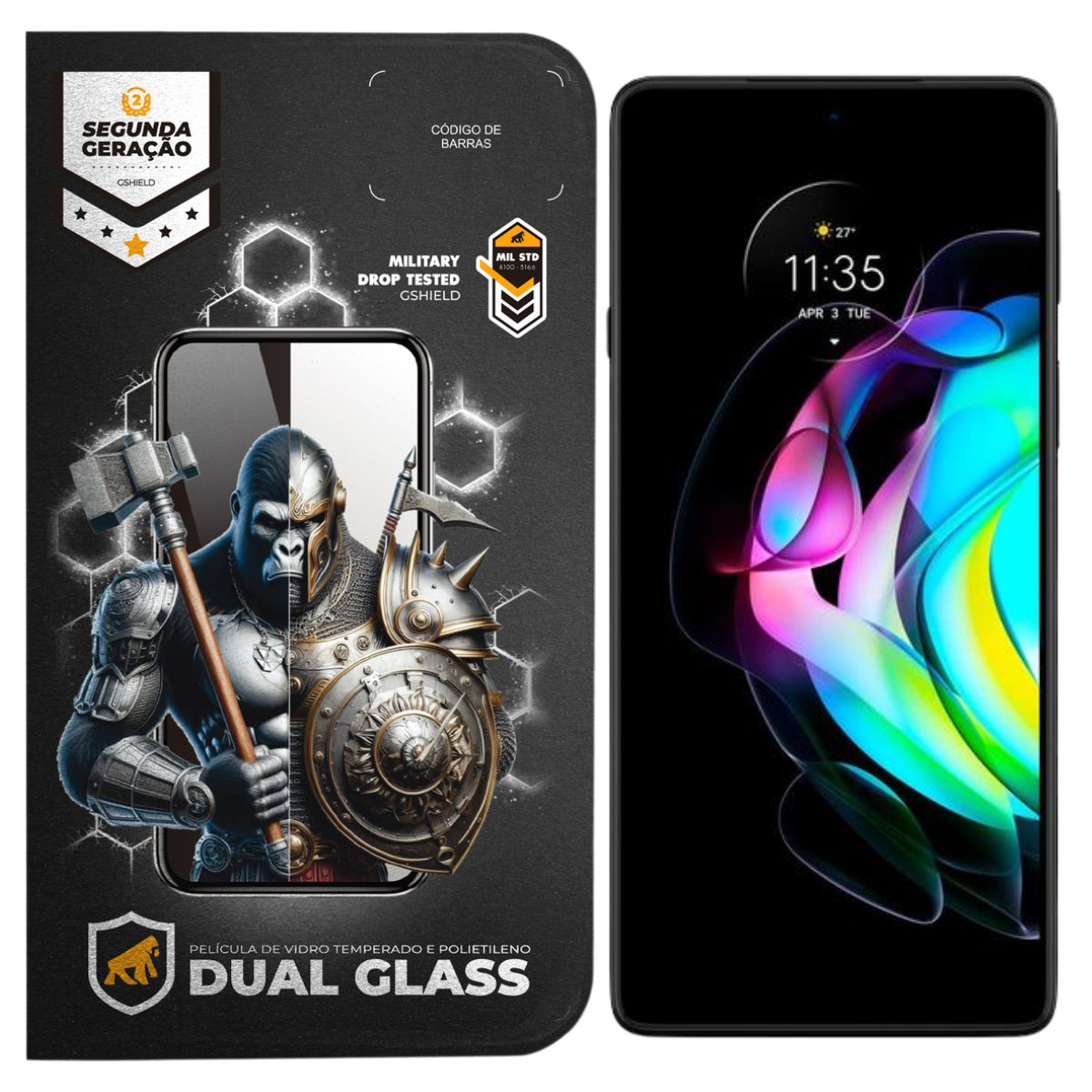 Película para Motorola Moto Edge 20 - Dual Glass Preta - Gshield