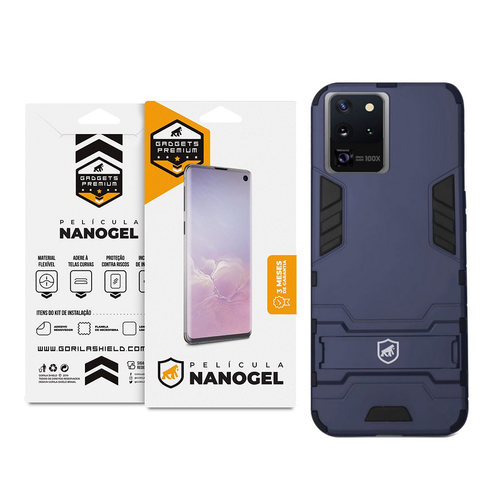 Kit Capa Armor e Película de Nano Gel para Samsung Galaxy S20 Ultra - Gshield