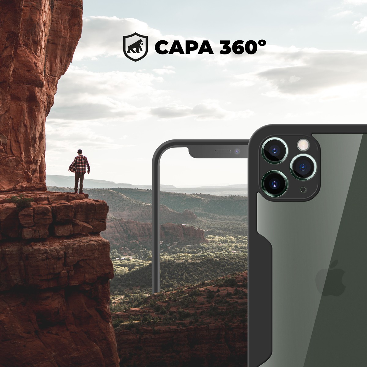 Capa 360 para iPhone 11 Pro Max - Preta - Frente e Verso - Gshield