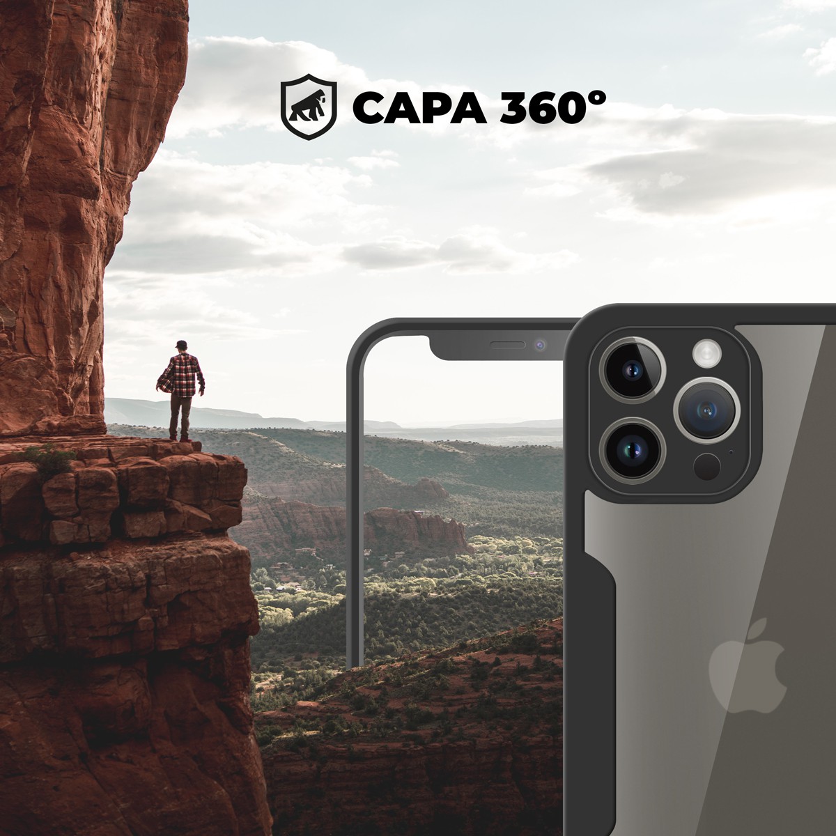 Capa 360 para iPhone 13 Pro - Preta - Frente e Verso - Gshield