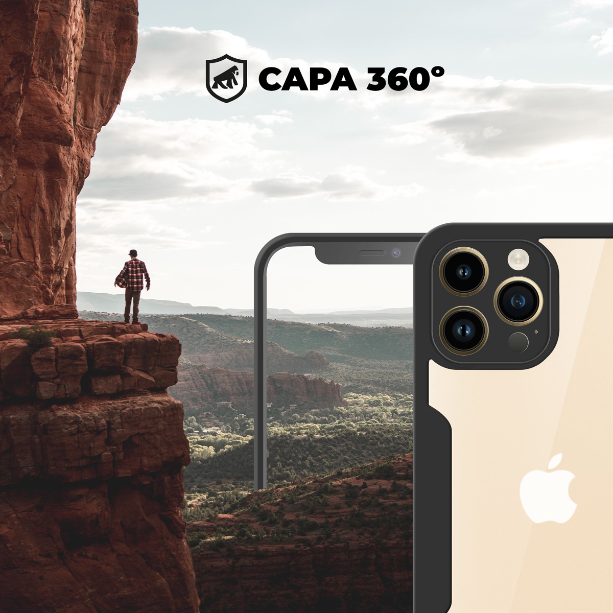 Capa 360 para iPhone 13 Pro Max - Preta - Frente e Verso - Gshield