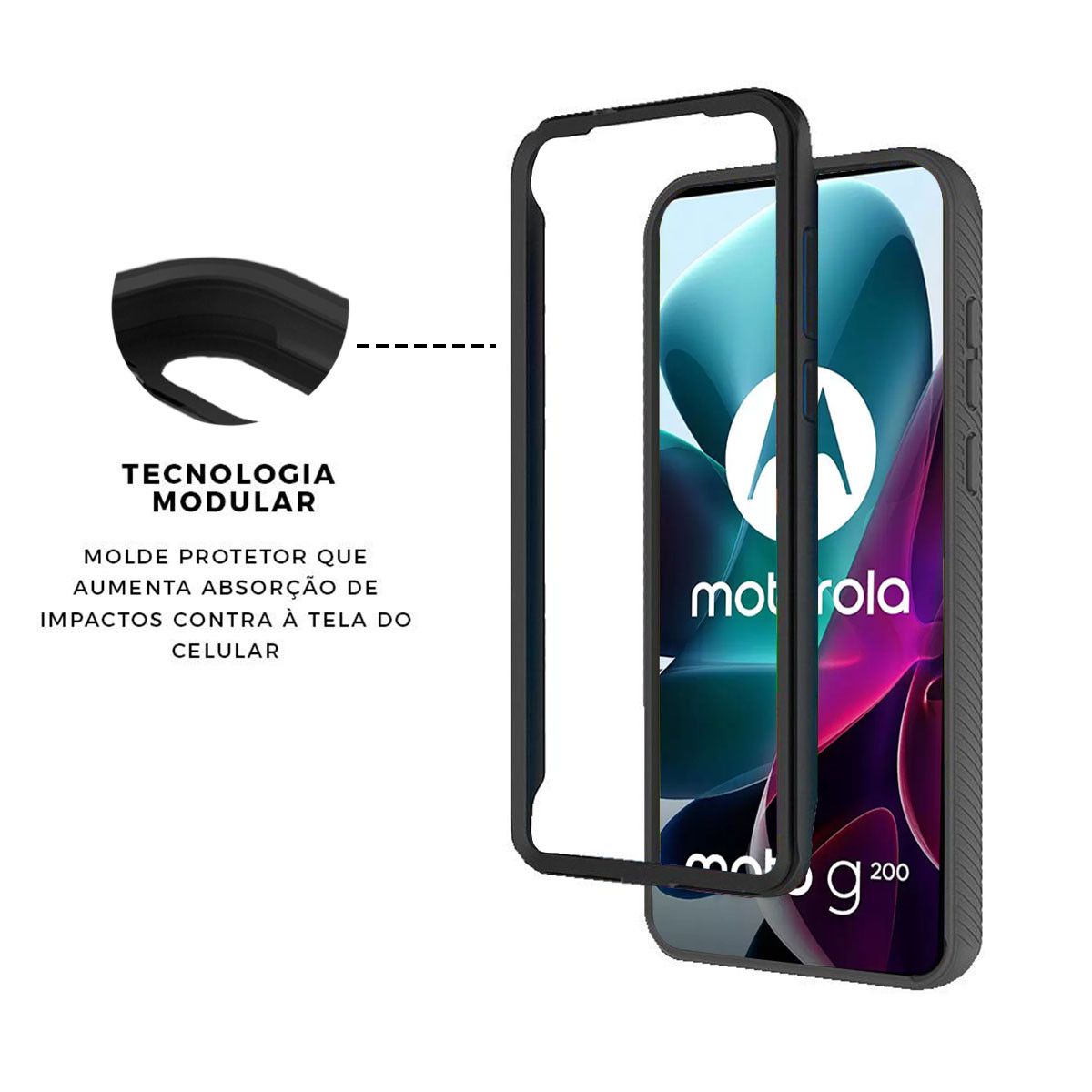 Capa para Motorola Moto G200 5G - Stronger Preta - Gshield - foto 3