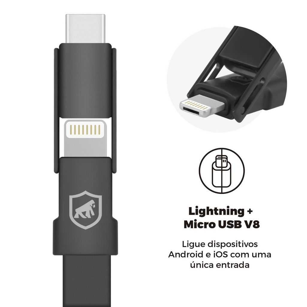 Kit Carregador Triplo Turbo + Cabo Dual Shock Tipo C + Cabo de Brinde - Gshield - foto 10