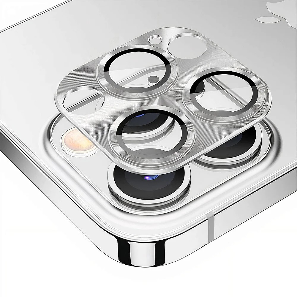 Protetor de Lente de Câmera de Alumínio para iPhone 13 Pro Max - Prata - Gshield
