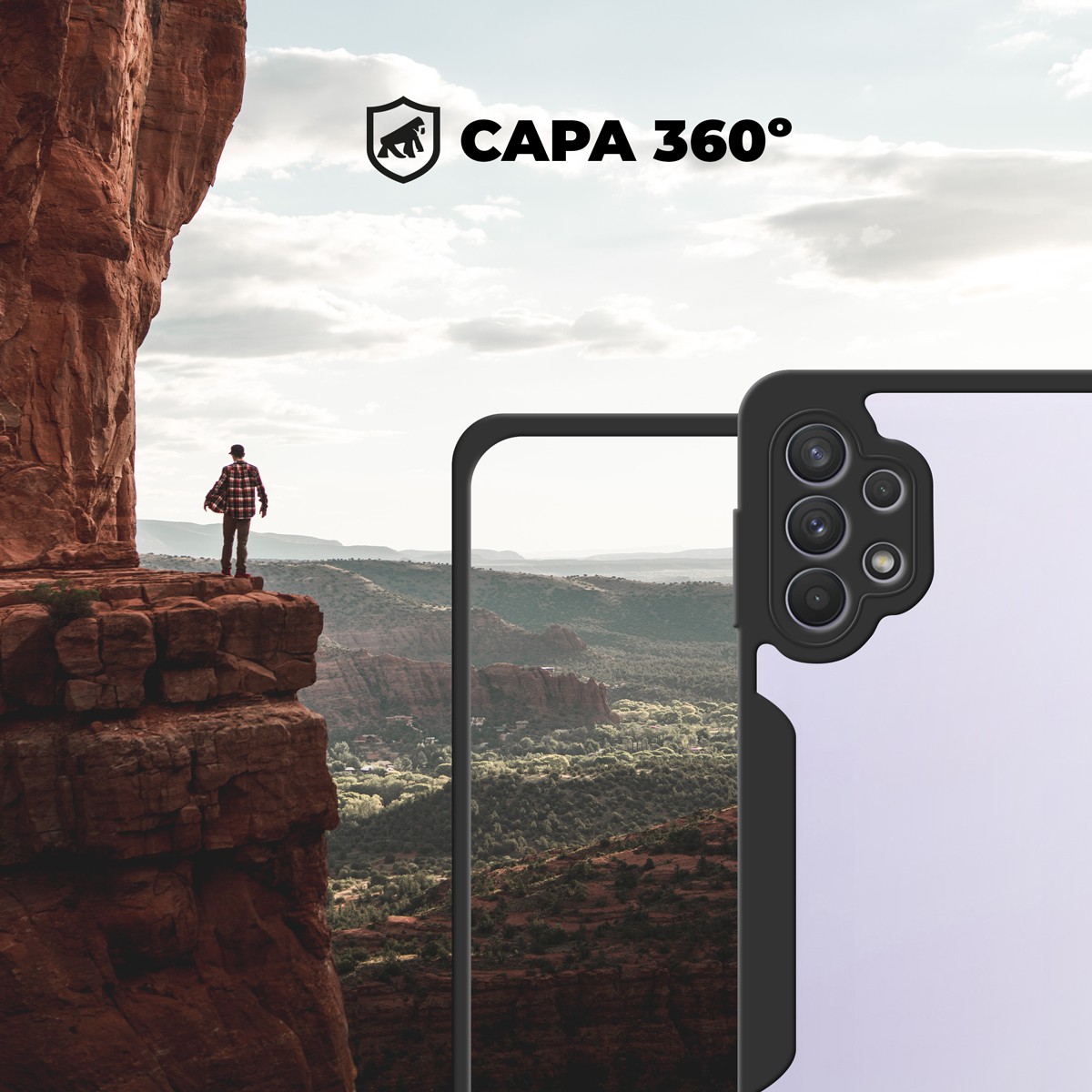 Capa 360 para Samsung Galaxy A32 5G - Preta - Frente e Verso - Gshield