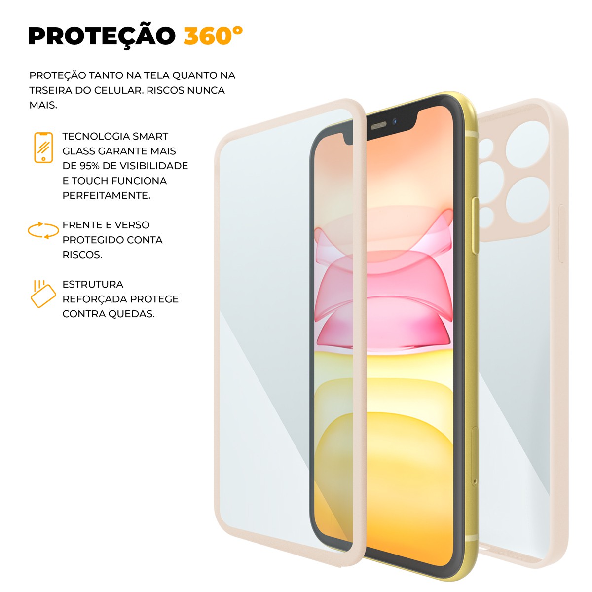 Capa 360 para iPhone 11 - Rosa - Frente e Verso - Gshield