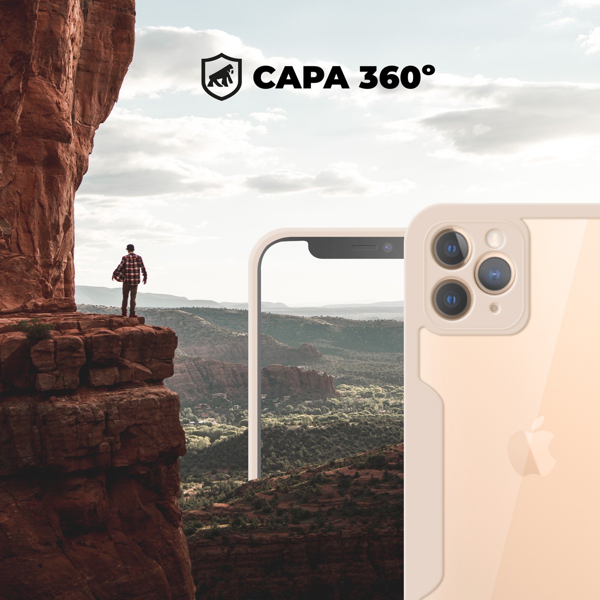 Capa 360 para iPhone 11 Pro Max - Rosa - Frente e Verso - Gshield