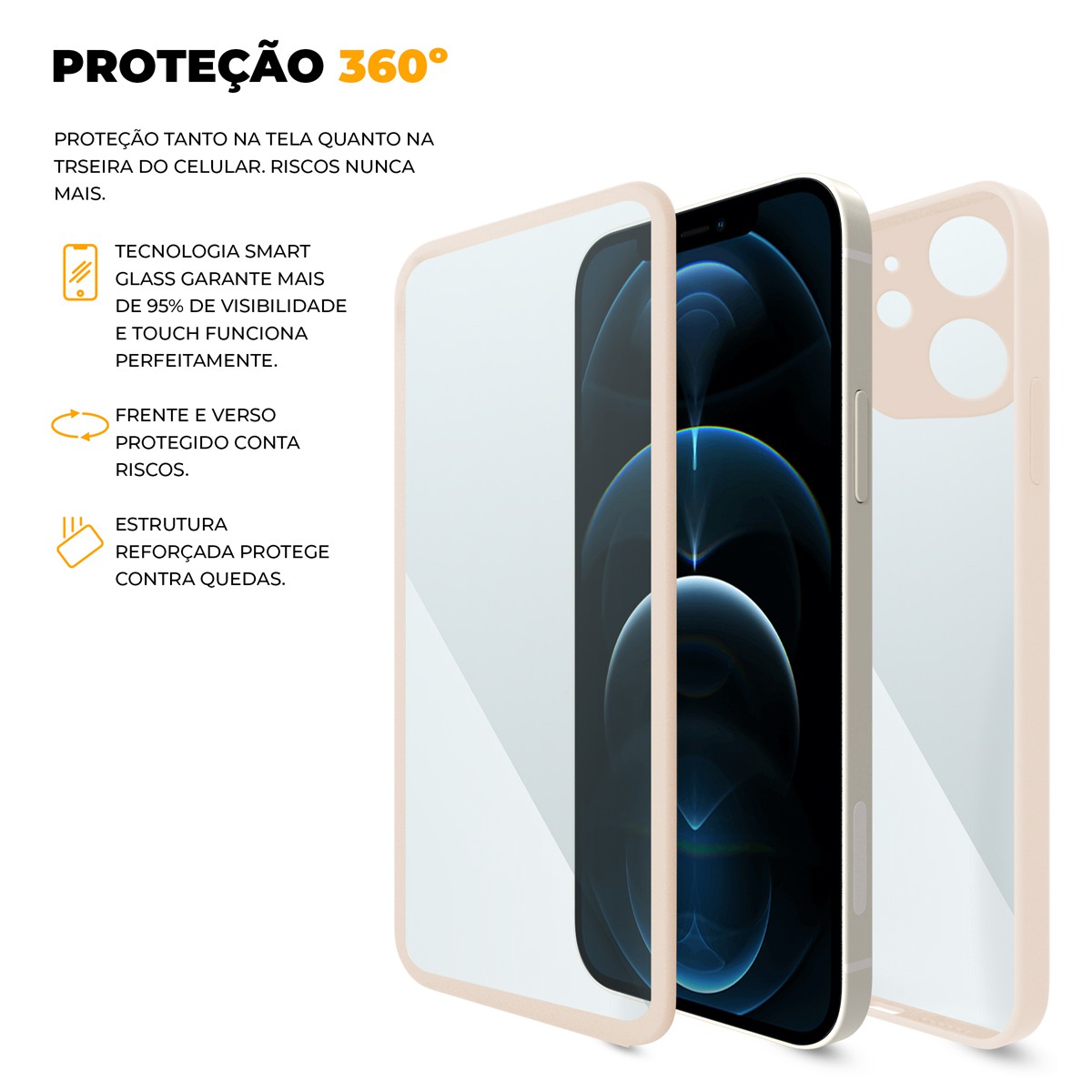 Capa 360 para iPhone 12 - Rosa - Frente e Verso - Gshield