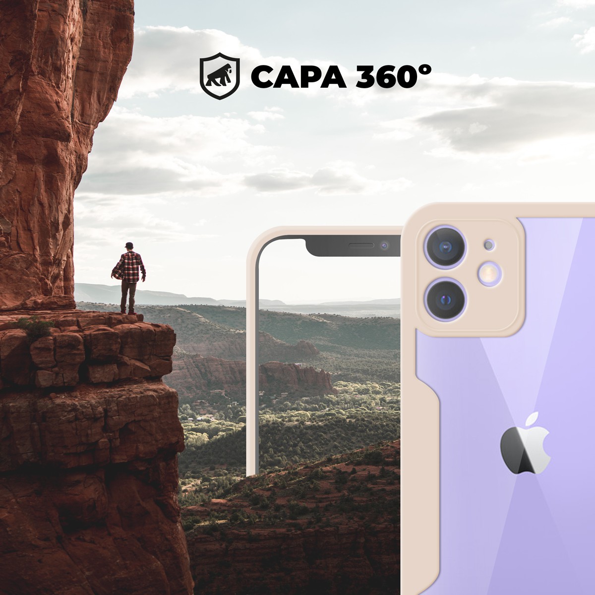 Capa 360 para iPhone 12 - Rosa - Frente e Verso - Gshield