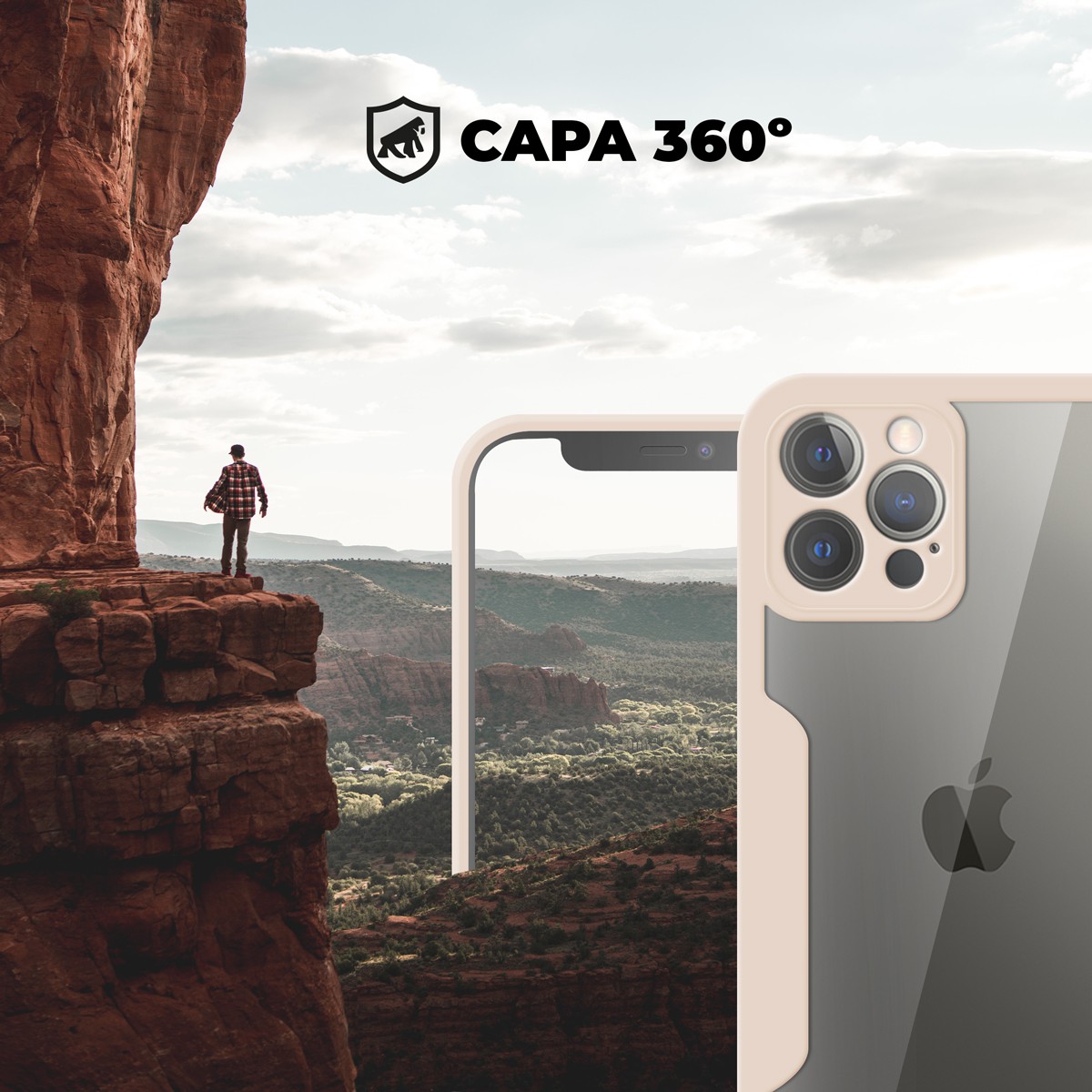 Capa 360 para iPhone 12 Pro - Rosa - Frente e Verso - Gshield