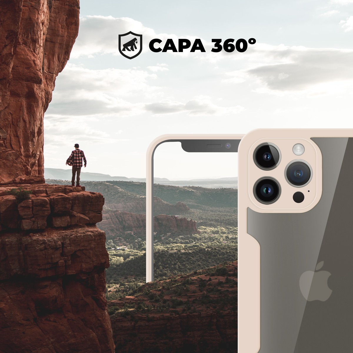 Capa 360 para iPhone 13 Pro - Rosa - Frente e Verso - Gshield