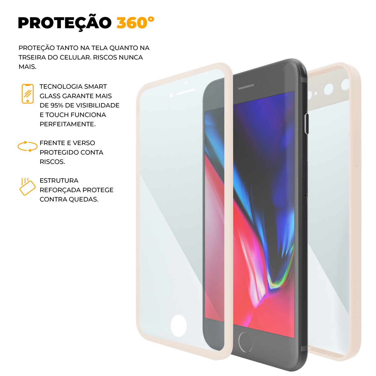 Capa 360 para iPhone 7 Plus / 8 Plus - Rosa - Frente e Verso - Gshield - foto 5