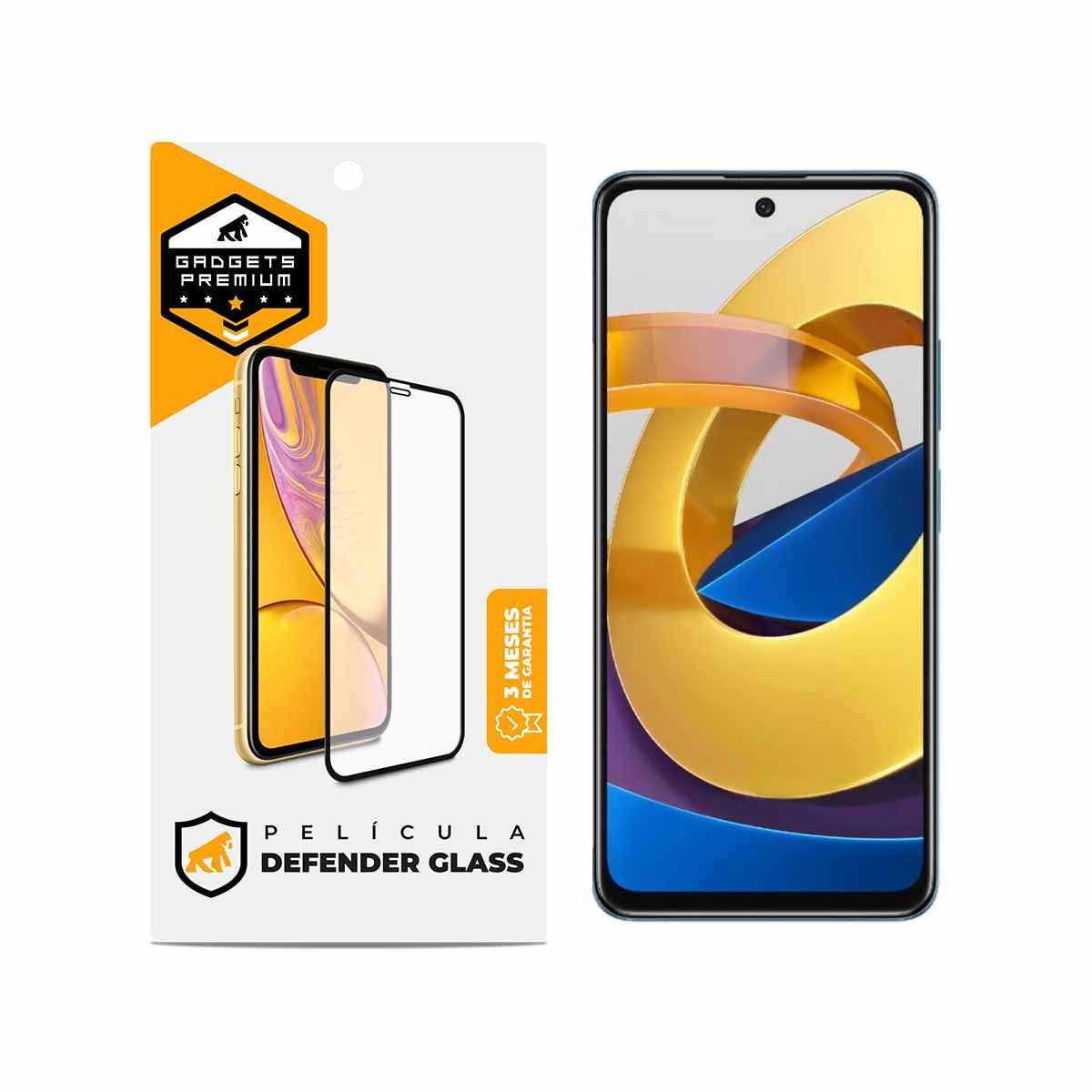 Película para Xiaomi Poco M4 5G - Defender Glass Preta - Gshield