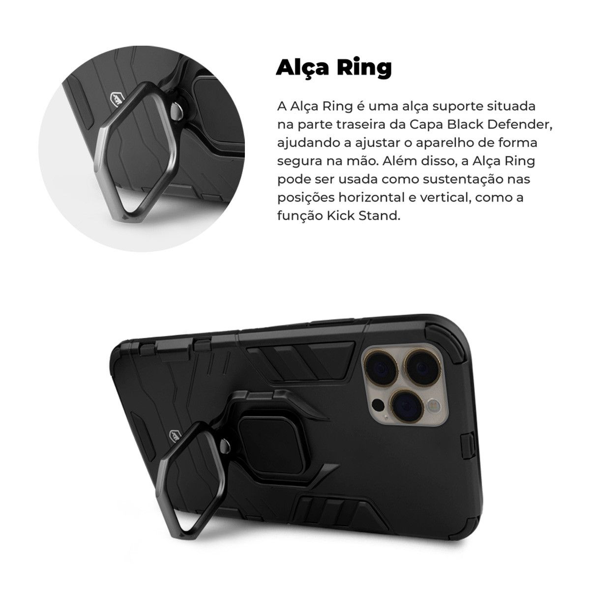 Capa para iPhone 13 Pro - Defender Black - Gshield - foto 4