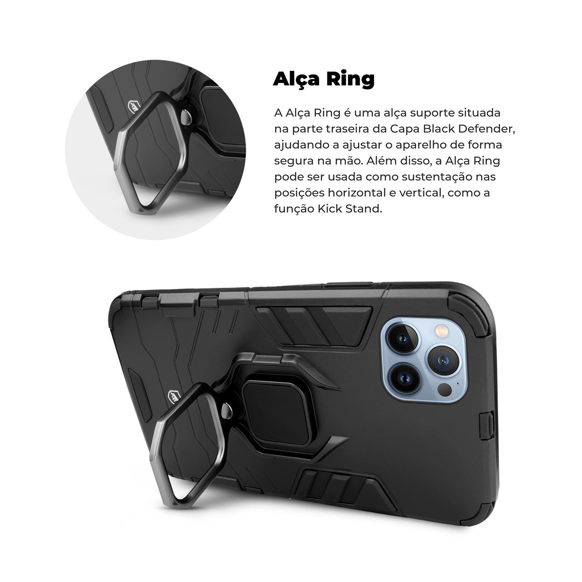 Capa para iPhone 13 Pro Max - Defender Black - Gshield - foto 4
