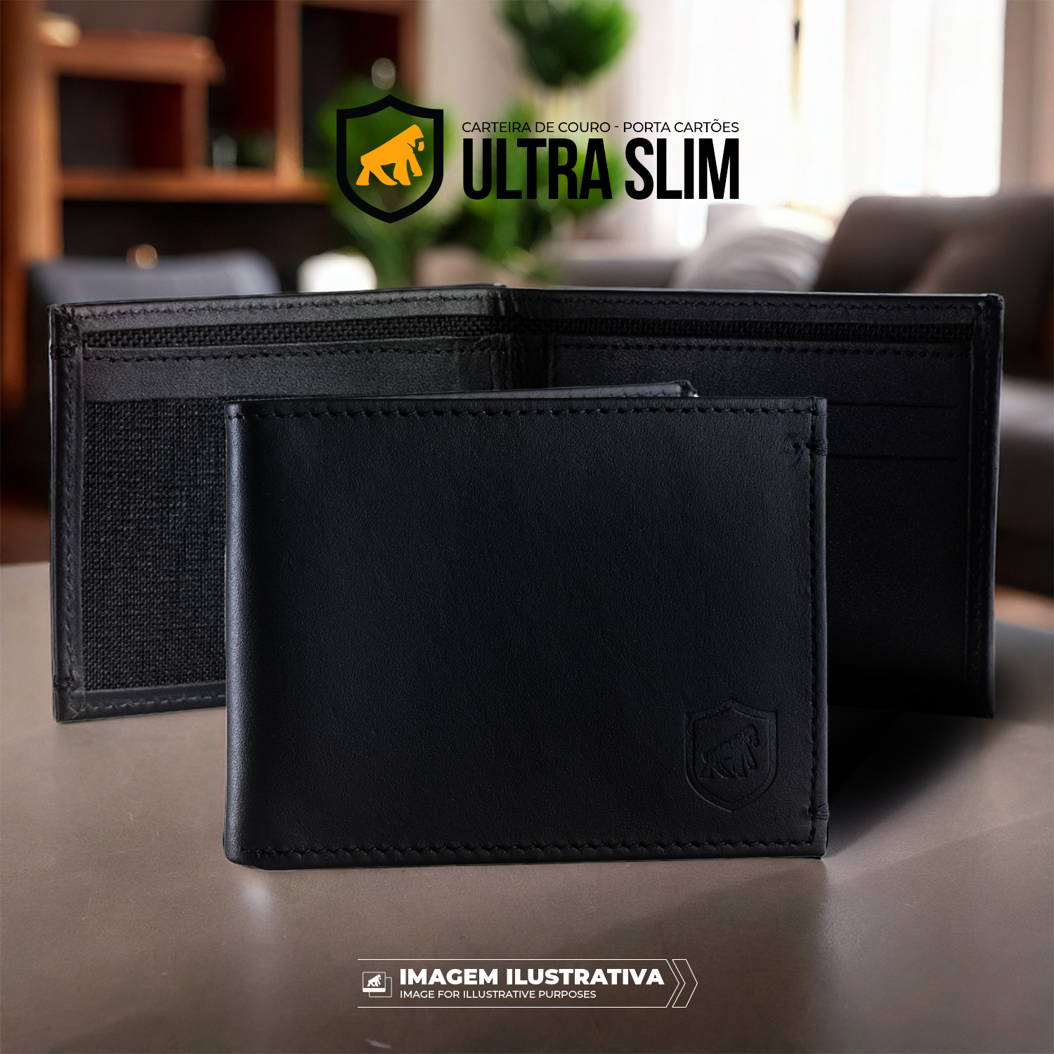 Carteira de Couro masculina - Porta cartão - Ultra Slim - Gshield - foto 7