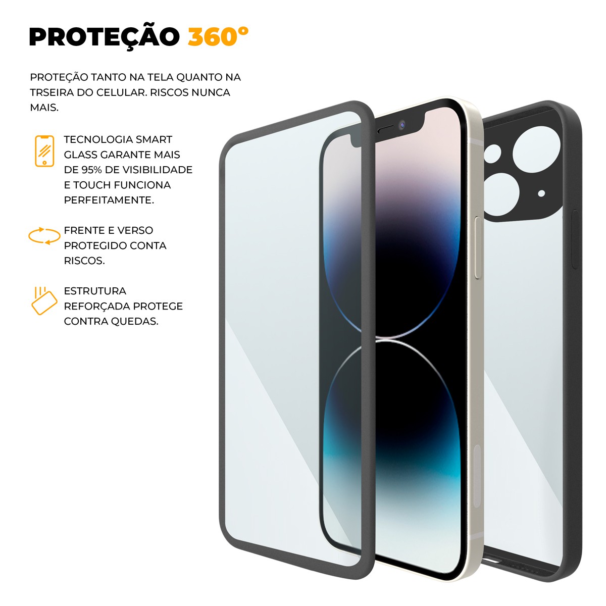 Capa 360 para iPhone 14 - Preta - Frente e Verso - Gshield - foto 5