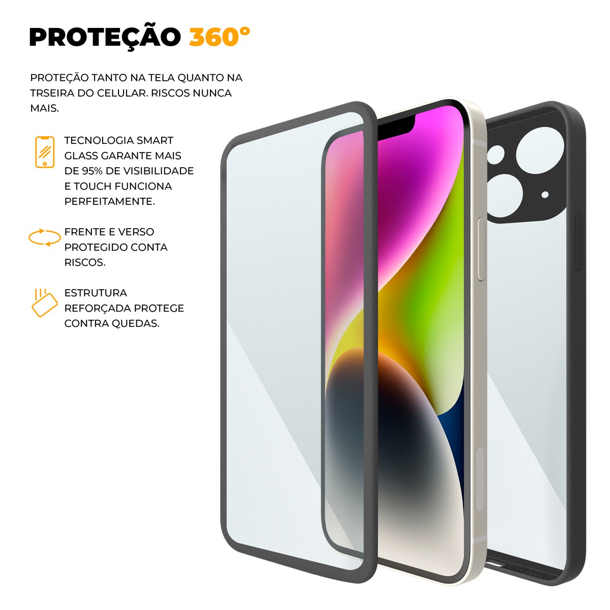 Capa 360 para iPhone 14 Plus - Preta - Frente e Verso - Gshield - foto 5
