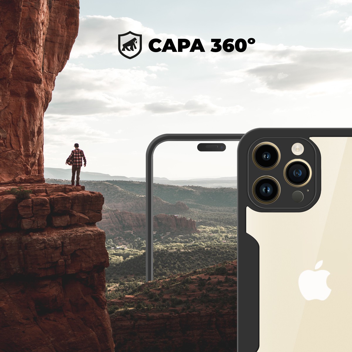 Capa 360 para iPhone 14 Pro Max - Preta - Frente e Verso - Gshield - foto 9