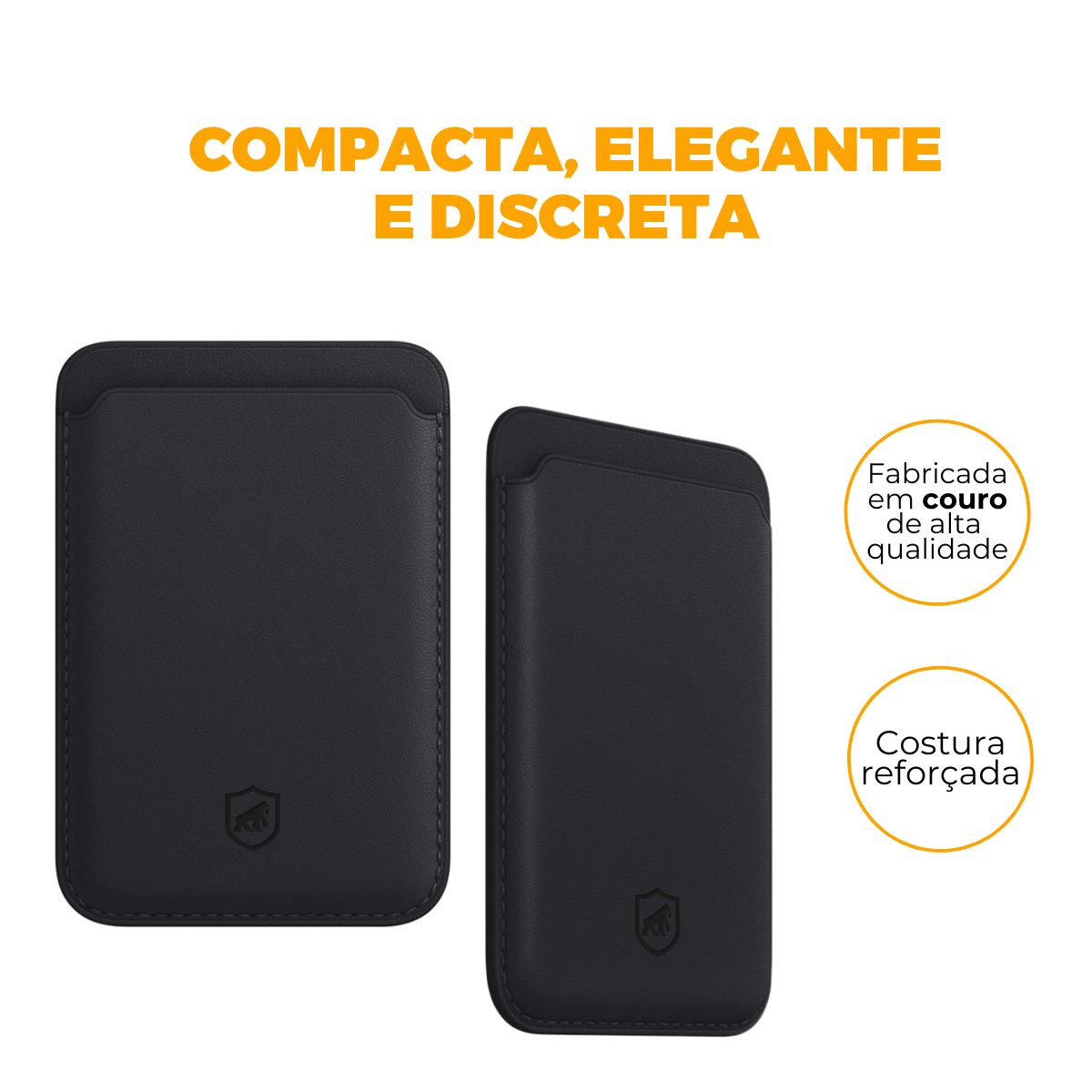 Carteira Magsafe - Porta Cartão Magnético - Preta - Gshield