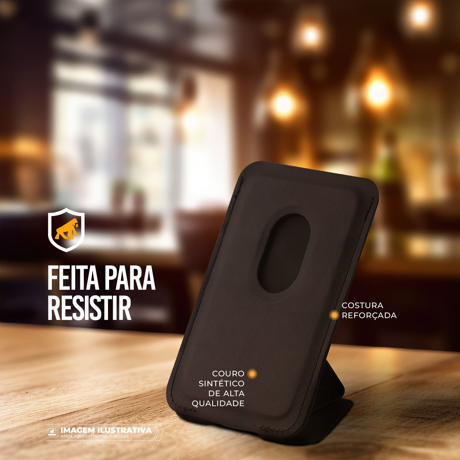 Carteira Magsafe com Kickstand - Porta Cartão Magnético - Preta - Gshield - foto 2