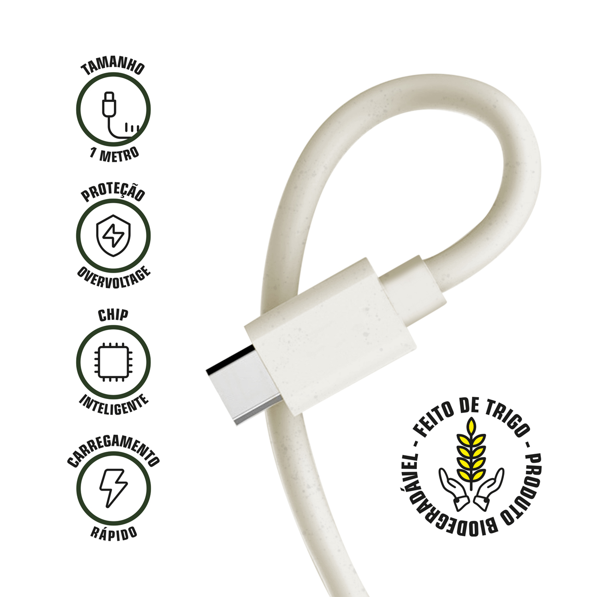 Cabo GreenEcoo USB / Tipo C - 1M - Gshield - foto 2