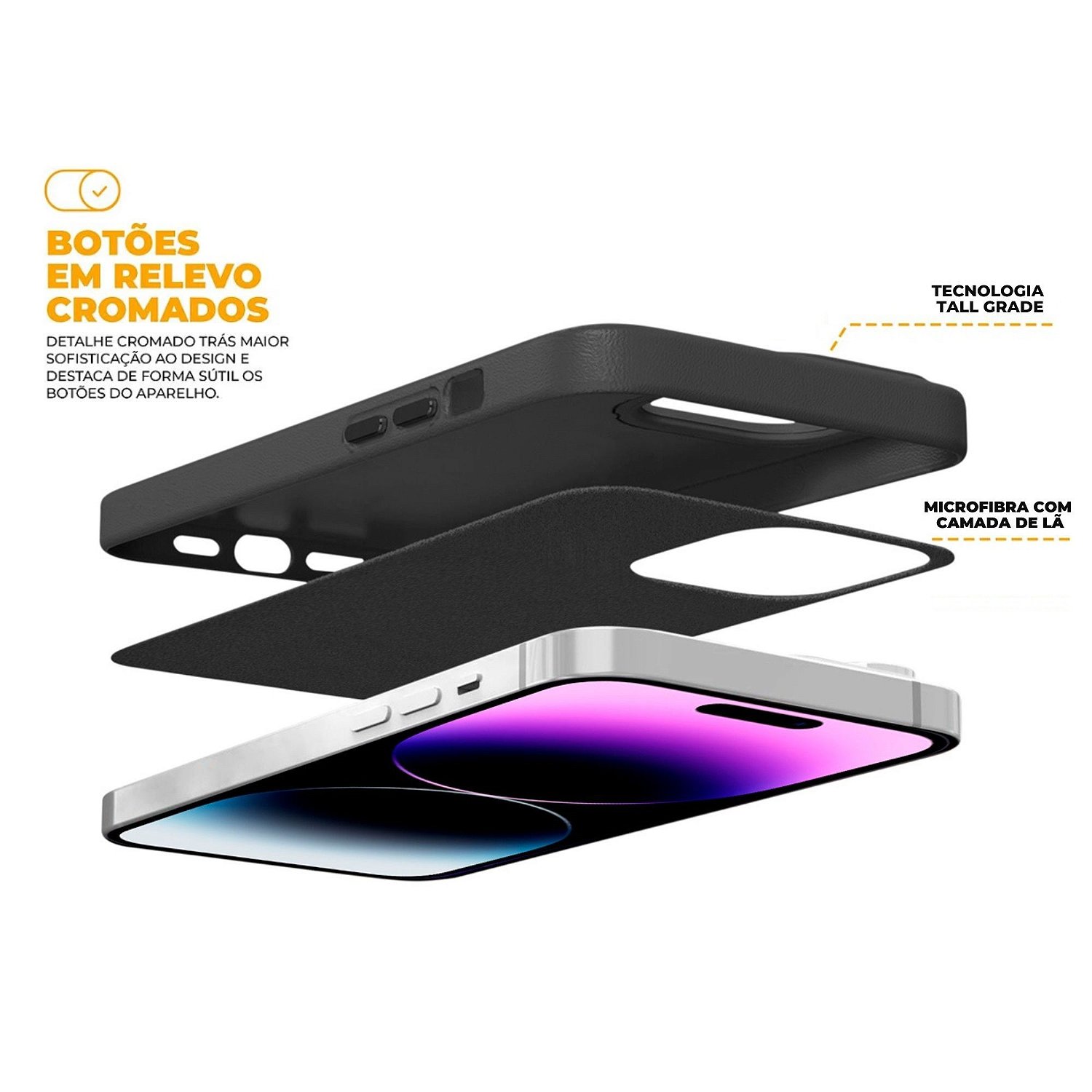 Capa para iPhone 14 Pro Max - Couro Dual Preta - Gshield