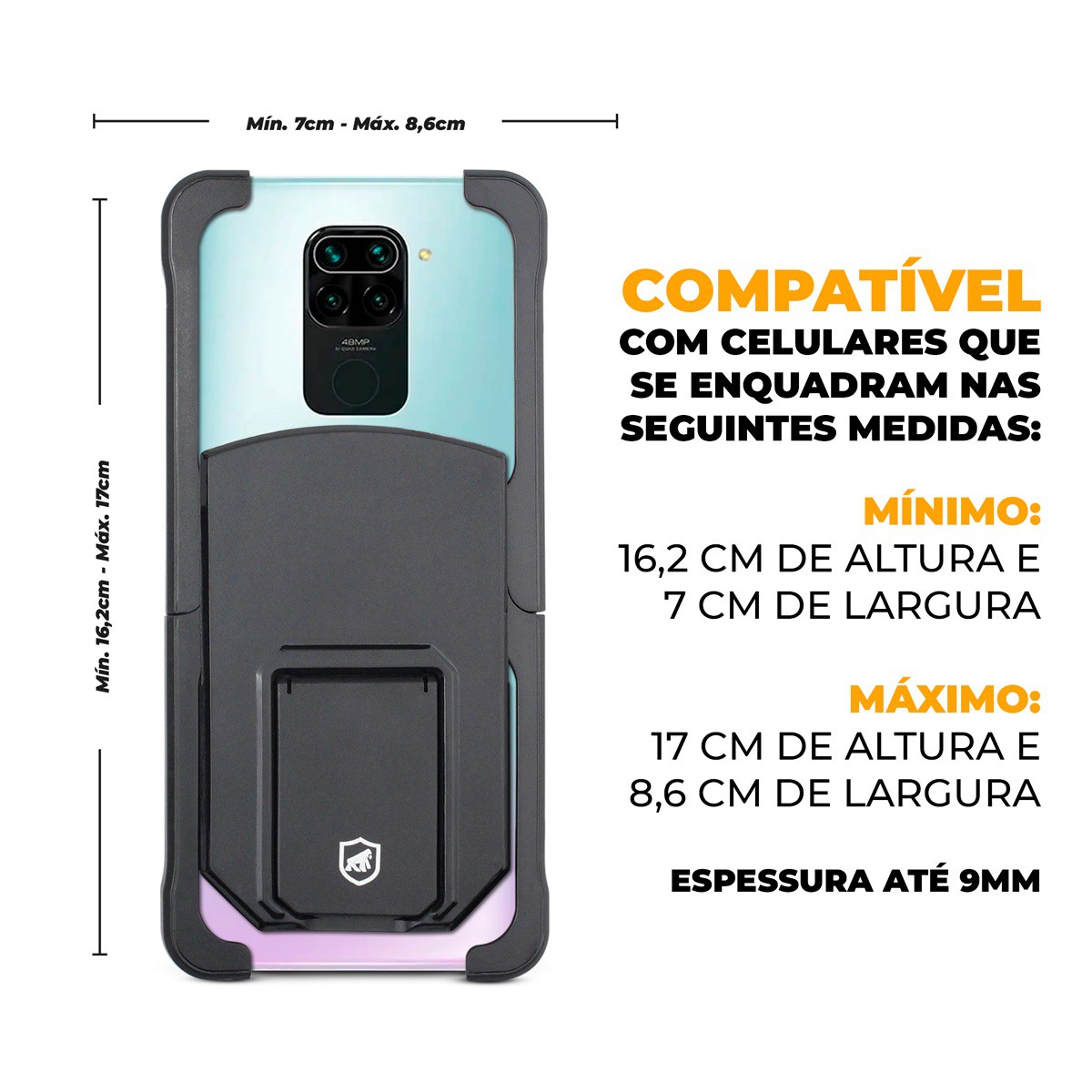 Capa para Celular de 16,2 até 17cm - Skull Armor Universal - Gshield - foto 2