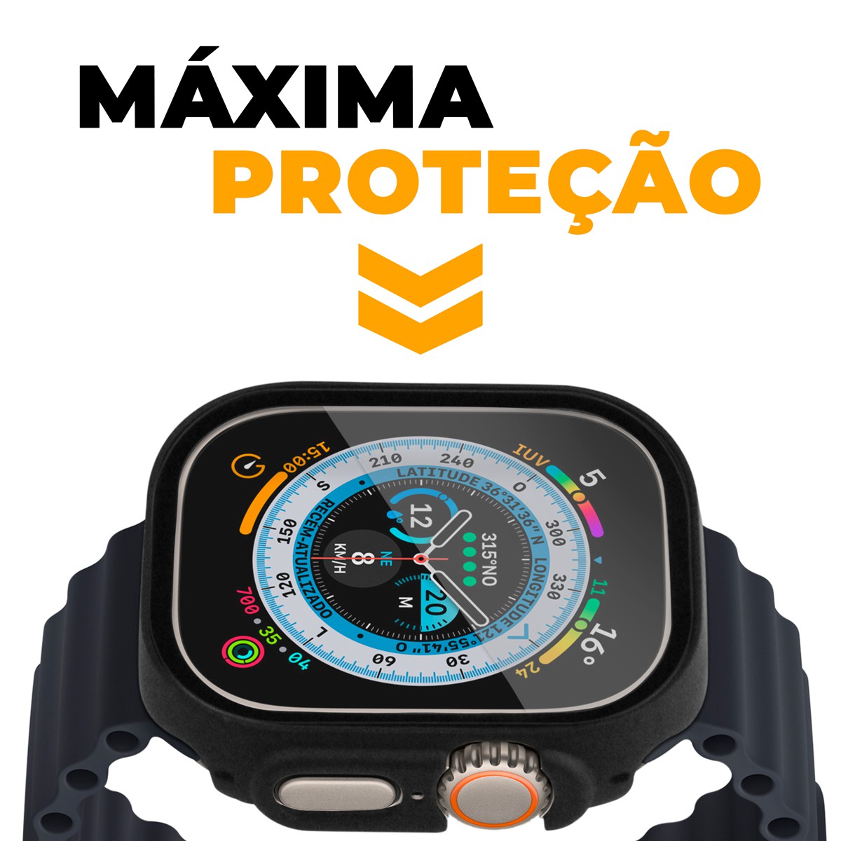 Case para Apple Watch Ultra 49MM (Series 1ª geração/2ª geração/3ª geração) Preta - Armor - acompanha película integrada na case - Gshield